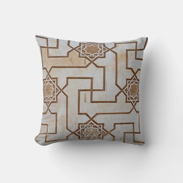 Cream Coloured Geometric Patterned Cushion (Front)