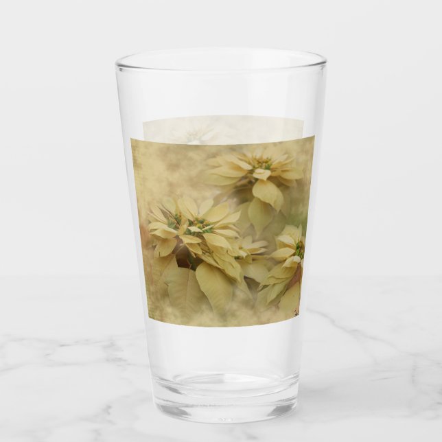 Cream Coloured Poinsettias Digital Art Glass (Front)