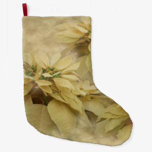Cream Coloured Poinsettias Digital Art Large Christmas Stocking