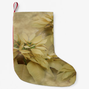 Cream Coloured Poinsettias Digital Art Small Christmas Stocking
