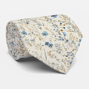Cream & Cornflower Wildflower Wedding Tie