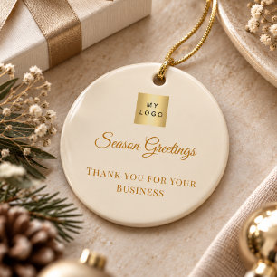 Cream customer business logo ceramic ornament