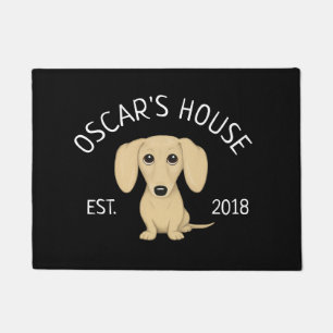 Cream Dachshund   Cute Wiener Dog Lover's Custom Doormat