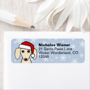 Cream Dachshund Santa Christmas Return Address Label