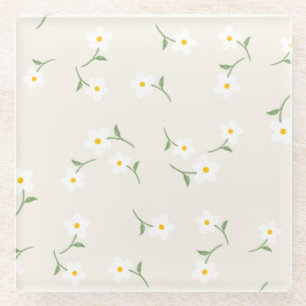 Cream Daisy Floral Coaster   Elegant Botanical 