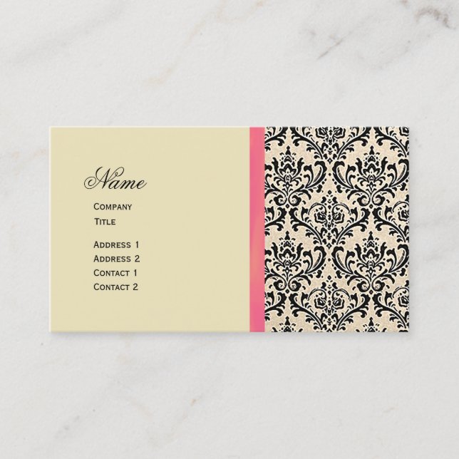 Cream Damask ~ Business Cards (Front)