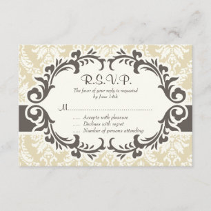 Cream Damask RSVP Card
