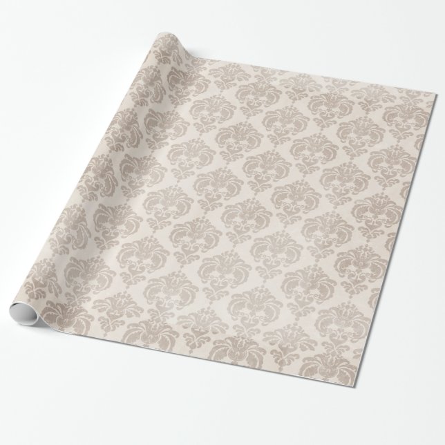 Cream Damask Wrapping Paper (Unrolled)