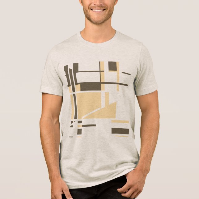 Cream Dark Brown MCM-inspired Geometric Abstract Tri-Blend Shirt (Front)