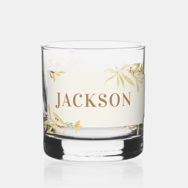 Cream Decorative Frame with  Name Whiskey Glass (Front)