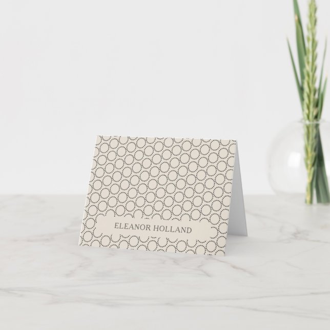 Cream Dotted Circle Minimal Personalised Thank You Note Card (Front)