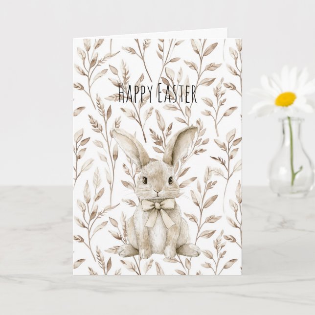 Cream Easter Bunny Rabbit  Card (Small Plant)