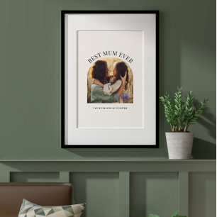 Cream elegant arch photo typography best mum poster