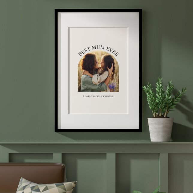 Cream elegant arch photo typography best mum poster (Creator Uploaded)