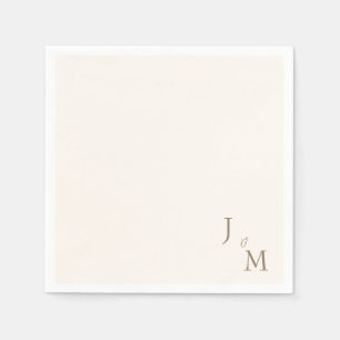Cream Elegant Gold Monogram Wedding  Napkin