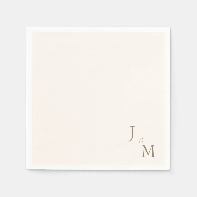 Cream Elegant Gold Monogram Wedding  Napkin (Front)