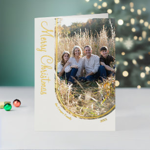 Cream Elegant Minimalist Christmas Arch Folded Foil Holiday Card