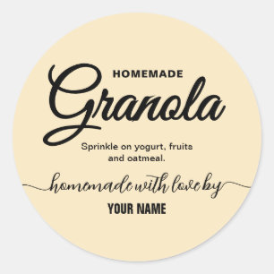 Cream Elegant Script homemade granola label