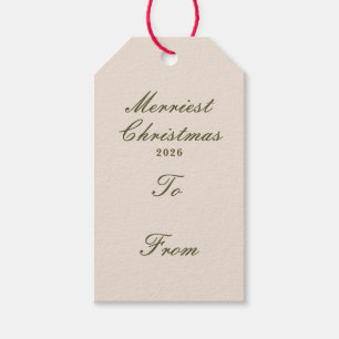 Cream Elegant, Traditional & Preppy Bows & Greens Gift Tags