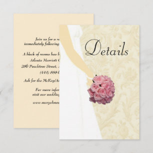 Cream Elegant Wedding Gown Wedding Details Enclosure Card