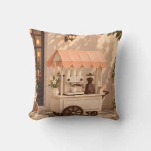 Cream Espresso Cart Peach Awning Sunny Courtyard Cushion