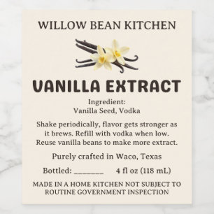 Cream Farmhouse Cottage Law Vanilla Extract Label