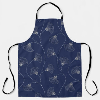 Cream Floral Art Nouveau Indigo Apron