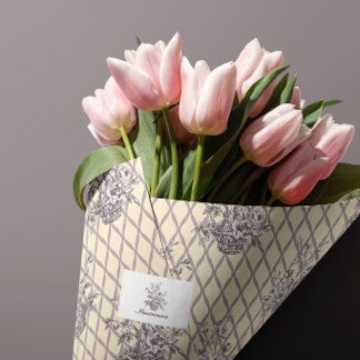 Cream Floral Basket Tissue Paper