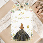 Cream Floral Blonde Hair Girl Happy Birthday Gift Tags<br><div class="desc">This elegant and glamourous happy birthday gift tag can be personalised with a name. The design features a beautiful princess with blonde hair and fair skin in a black ball gown. The text combines handwritten script and modern sans serif fonts for a classy and sophisticated look. The floral arrangements, butterflies...</div>