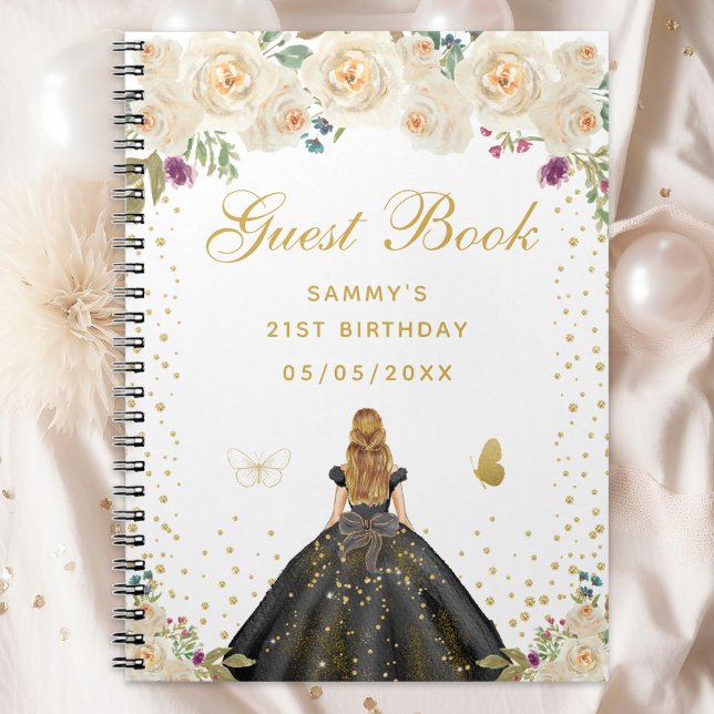 Cream Floral Blonde Hair Princess Guest Book (Creator Uploaded)