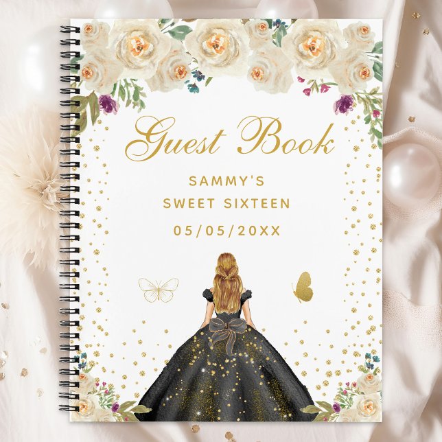 Cream Floral Blonde Hair Princess Sweet Sixteen Notebook (Creator Uploaded)