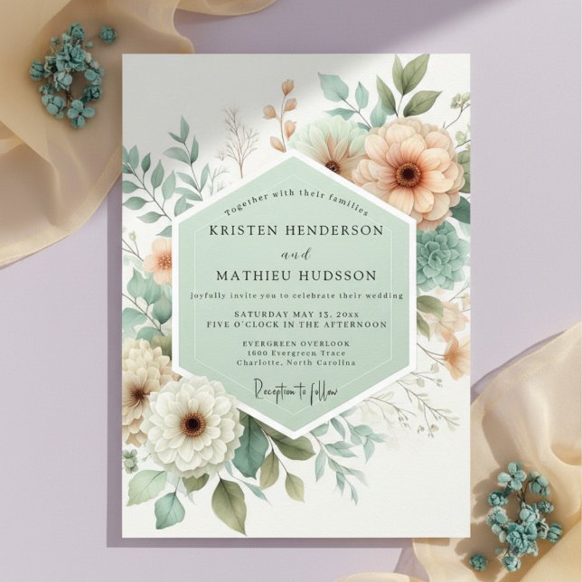 Cream Floral Botanical Romance Wedding Invitation (Creator Uploaded)