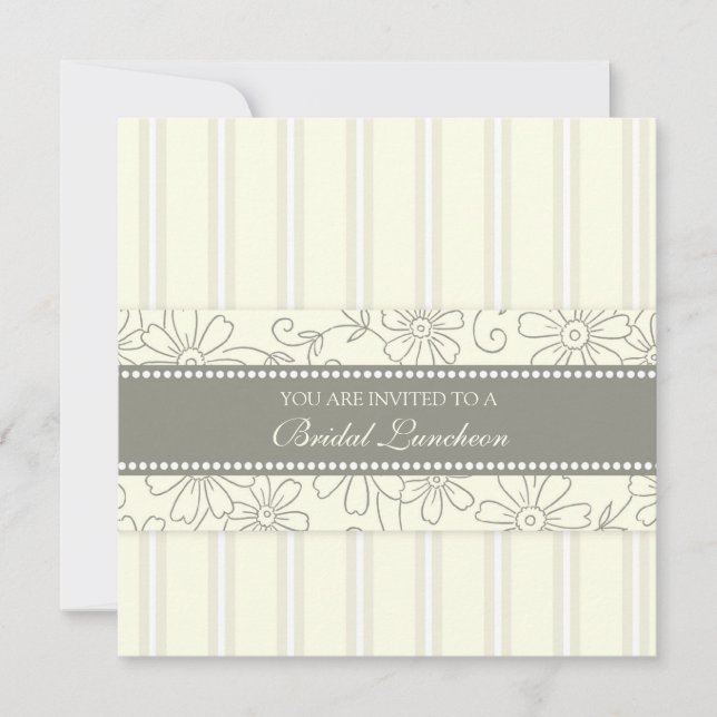 Cream Floral Bridal Luncheon Invitation Cards (Front)
