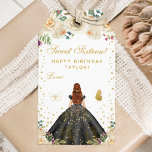 Cream Floral Brown Hair Girl Sweet Sixteen Gift Tags<br><div class="desc">This elegant and glamourous sweet sixteen birthday gift tag can be personalised with a name. The design features a beautiful princess with brown red hair and fair skin in a black ball gown. The text combines handwritten script and modern sans serif fonts for a classy and sophisticated look. The floral...</div>