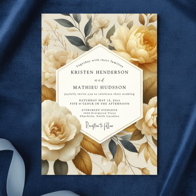 Cream Floral Ethereal Wedding Invitation (Creator Uploaded)