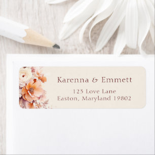 Cream Floral Fall Baby Shower Return Address Label