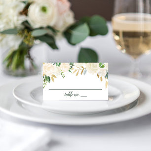 Cream Floral Greenery Wedding Table Number Place Card