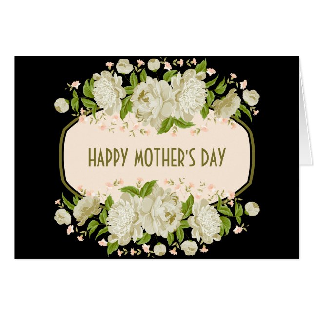 Cream Floral Happy Mother&#x27;s Day Greeting Card (Front Horizontal)