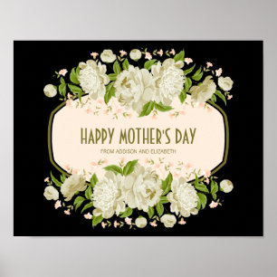 Cream Floral Happy Mother's Day Sign Poster