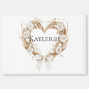 Cream Floral Heart Wreath   Magnet