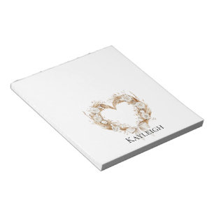 Cream Floral Heart Wreath Notepad