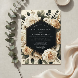 Cream Floral Opulence Wedding Invitation