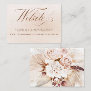 Cream Floral Pampas Grass Sage Wedding Website Enclosure Card