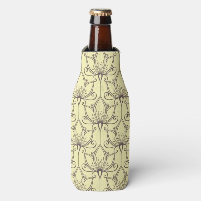 Cream Floral Pattern Bottle Cooler (Bottle Front)