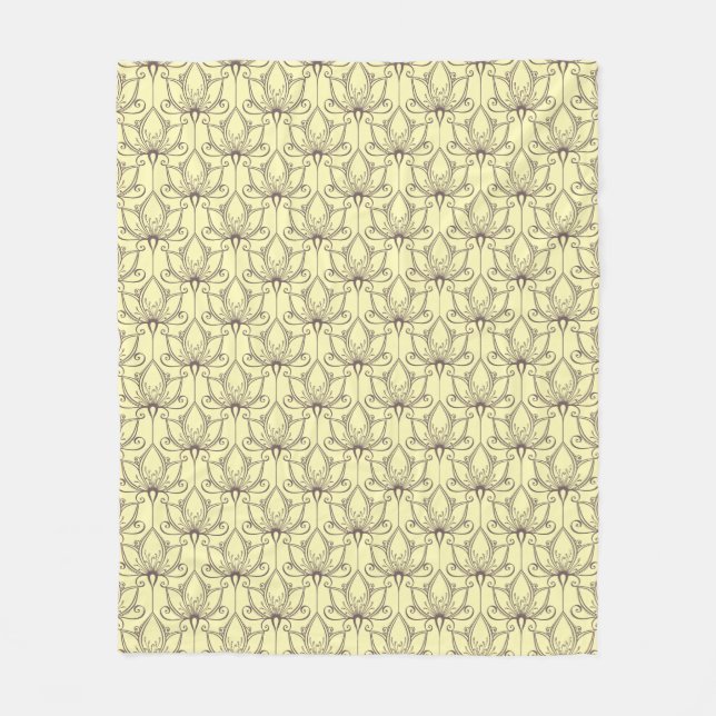 Cream Floral Pattern Fleece Blanket (Front)