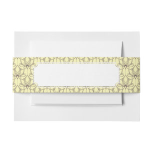 Cream Floral Pattern Invitation Belly Band