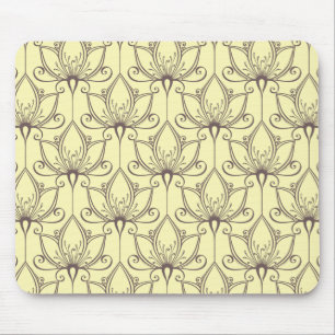 Cream Floral Pattern Mouse Pad