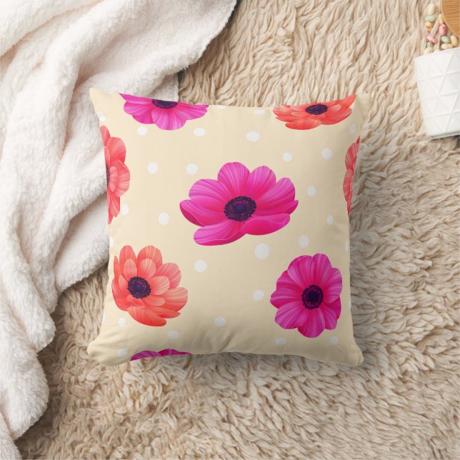 Cream Floral Pillow (Blanket)