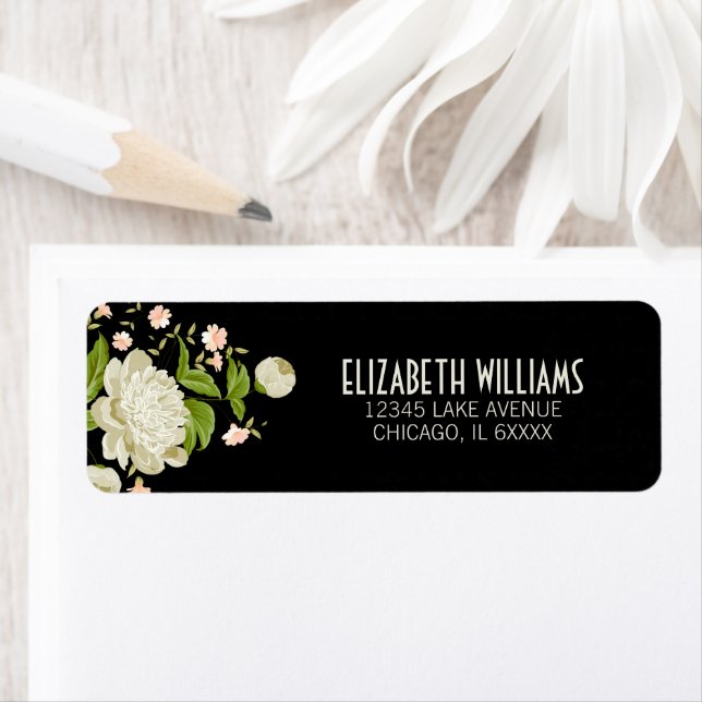 Cream Floral Return Address Label (Insitu)