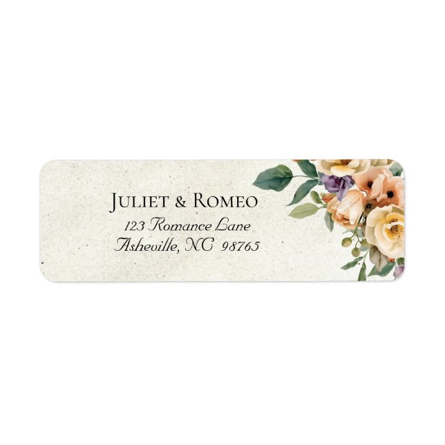 Cream Floral Return Address Label (Front)